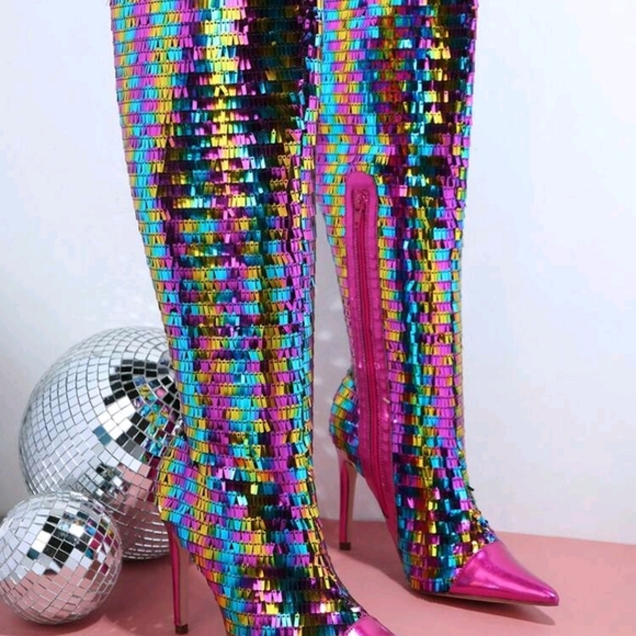 Multicolored Sequin Boots - Picture 4 of 4